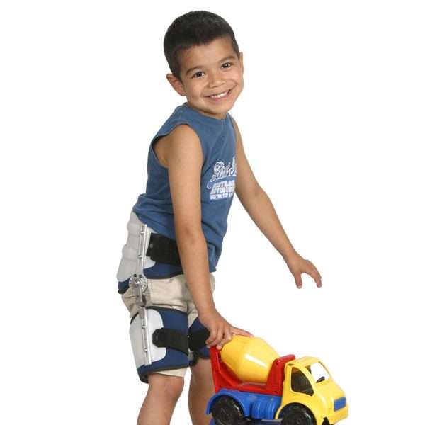 Young boy wearing the Becker Maple Leaf Paediatric Hip Orthosis