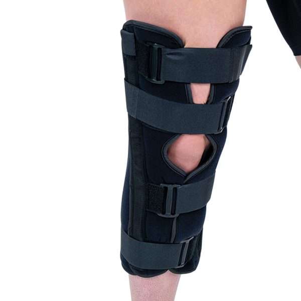 Male wearing the Economy three panel knee immobiliser from TalarMade